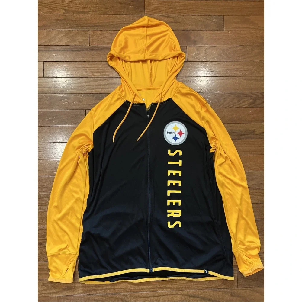 Pittsburgh Steelers Fanatics Hoodie Jacket Womens Large Full Zip NFL Black Gold - Picture 1 of 9